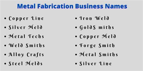 metal fabrication business name ideas|metal fabrication business names.